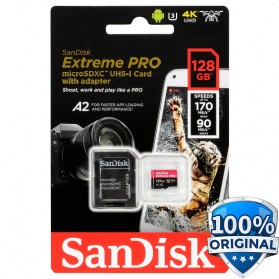 Sandisk MicroSDXC Extreme Pro A2 V30 UHS-1 (170MB/s) 128GB - SDSQXCY-128G-GN6MA - Black - 1