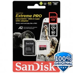 Sandisk MicroSDXC Extreme Pro A2 V30 UHS-1 (170MB/s) 400GB - SDSQXCZ-400G-GN6MA - Black
