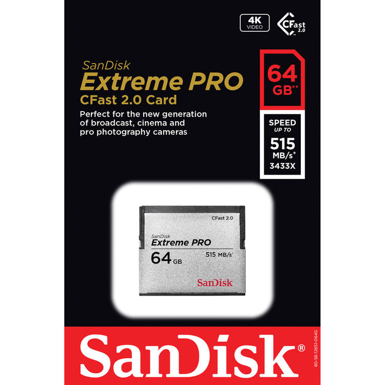 SanDisk Extreme Pro CFast 2.0 Compact Flash Card (515MB/s) 64GB