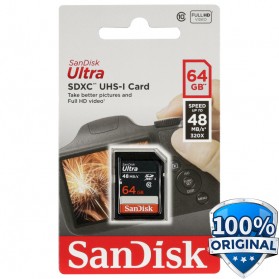 SanDisk Ultra SDXC Card UHS-I Class 10 (48MB/s) 64GB - SDSDUNB-064G-GN3IN - Black
