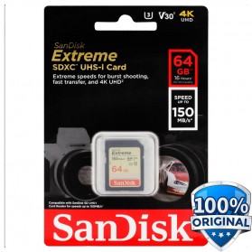 SanDisk Extreme SDXC Card UHS-I V30 U3 Class 10 (150MB/s) 64GB - SDSDXV6-064G-GNCIN
