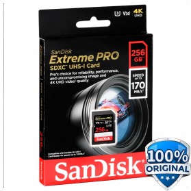 SanDisk Extreme Pro SDXC Card UHS-I U3 V30 Class 10 4K (170MB/s) 256GB - SDSDXXY-256G-GN4IN