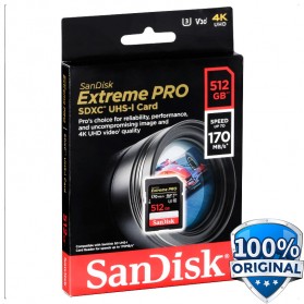 SanDisk Extreme Pro SDXC Card UHS-I U3 V30 Class 10 4K (170MB/s) 512GB - SDSDXXY-512G-GN4IN
