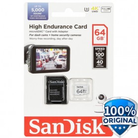 SanDisk High Endurance microSDHC Card UHS-I Class 10 U3 V30 (100MB/s) 64GB - SDSQQNR-064G-GN6IA - 1