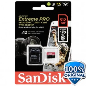 Sandisk MicroSDXC Extreme Pro A2 V30 UHS-1 (170MB/s) 512GB - SDSQXCZ-512G-GN6MA - Black