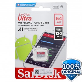 SanDisk Ultra microSDXC Card UHS-I Class 10 A1 (120MB/s) 64GB - SDSQUA4-064G-GN6MN