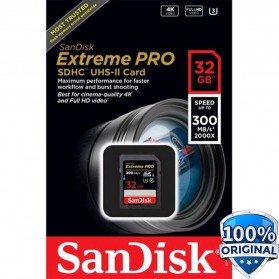 SanDisk Extreme Pro SDHC Card UHS-II U3 Class 10 4K V90 (300MB/s) 32GB - SDSDXDK-032G-GN4IN
