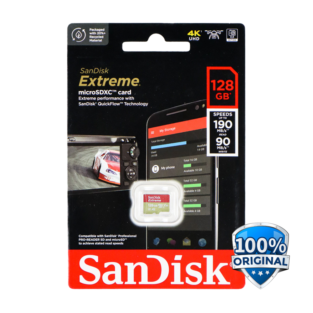 Sandisk MicroSDXC Extreme V30 A2 U3 4K 128GB - SDSQXAA-128G -  JakartaNotebook.com