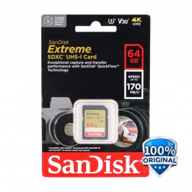 Sandisk SD Card Extreme V30 U3 4K 64GB - SDSDXV2-064G