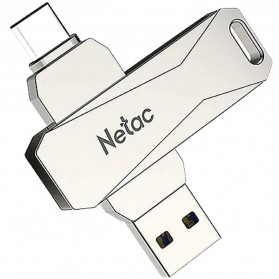 Flashdisk USB Storage - Netac Flashdisk Dual Head USB Type C & USB 3.0 128GB - NT03U782C-128G - Silver