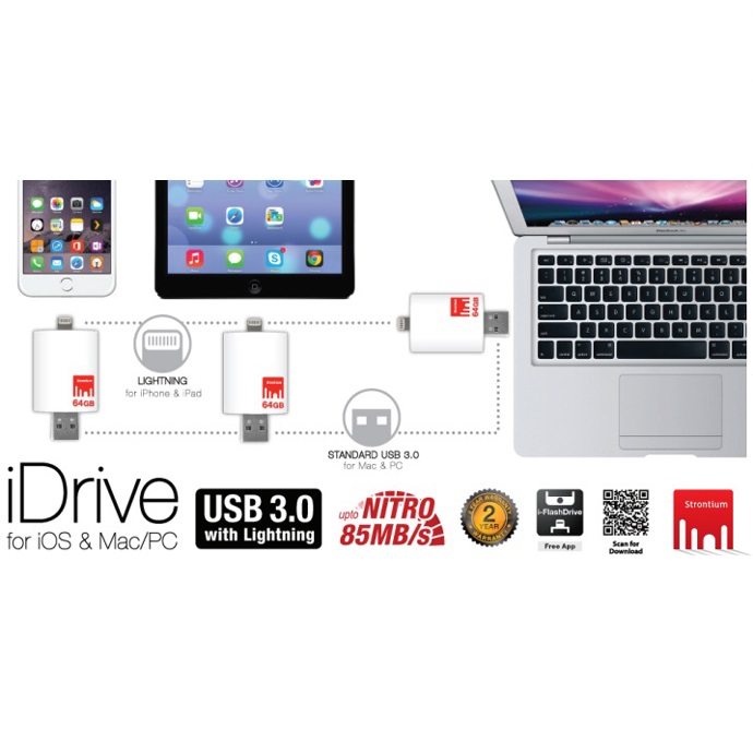 strontium nitro idrive otg usb 3 0 flash drive 32gb lightning 8 pin for ios 10 mac pc strontium nitro idrive otg usb 3 0 flash drive 32gb lightning 8 pin for ios 10 mac pc
