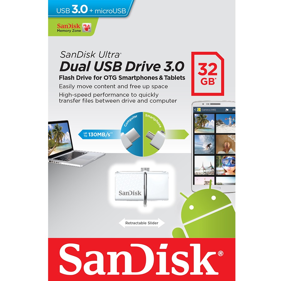 Sandisk Ultra Dual OTG USB Flash Drive USB 3.0 32GB 