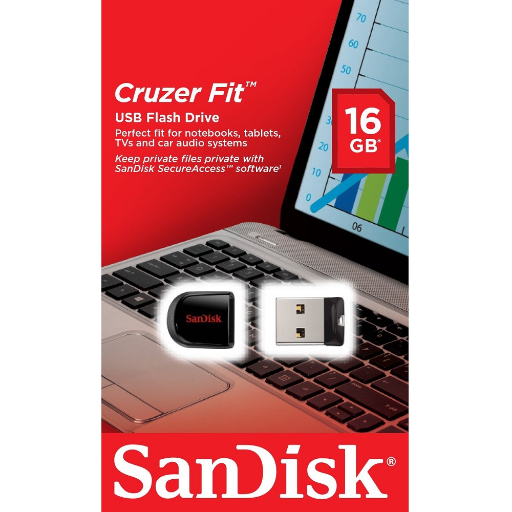 SanDisk Cruzer Fit USB Flash Drive CZ33 - 16GB