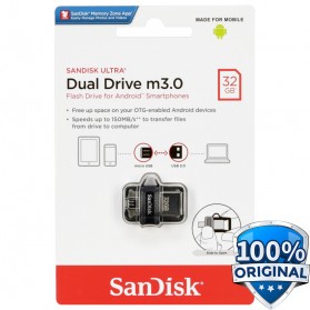 Sandisk Ultra Dual OTG Flash Drive M3.0 32GB - SDDD3-32G - Black