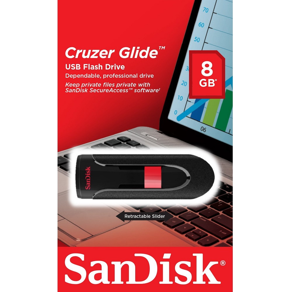 Sandisk Cruzer Glide USB Flash Drive SDCZ60-008G - 8GB 