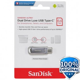 SanDisk Ultra Dual Drive Luxe USB Type C 3.1 Flashdisk 64GB - SDDDC4 - Silver - 1