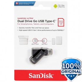 SanDisk Ultra Dual Drive Go USB Type C Flashdisk 512GB - SDDDC3 - Black