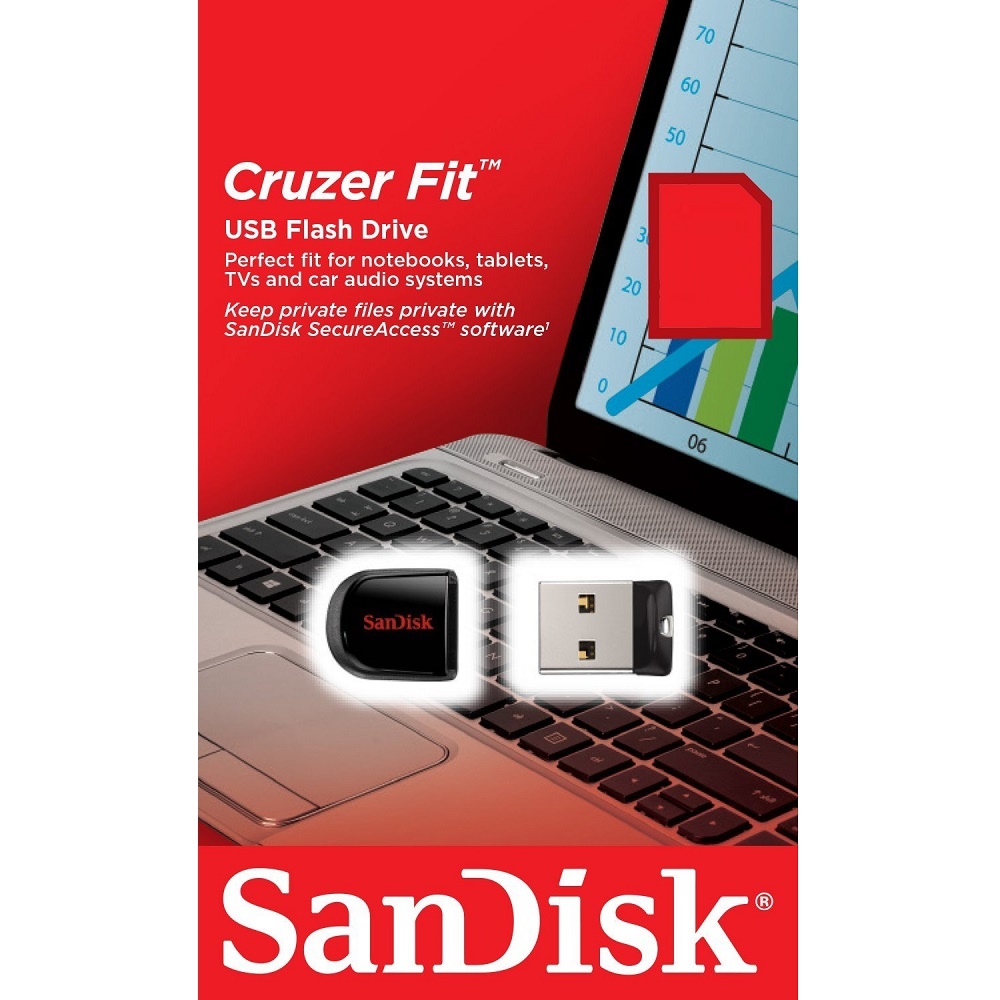 SanDisk Cruzer Fit USB Flash Drive CZ33 - 64GB 