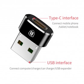Baseus USB Type C Female to USB Adapter - CAAOTG-01 - Black - 9