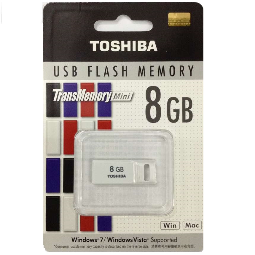 Toshiba Suruga Mini USB Flash Drive 8GB - USRG-008 - White 