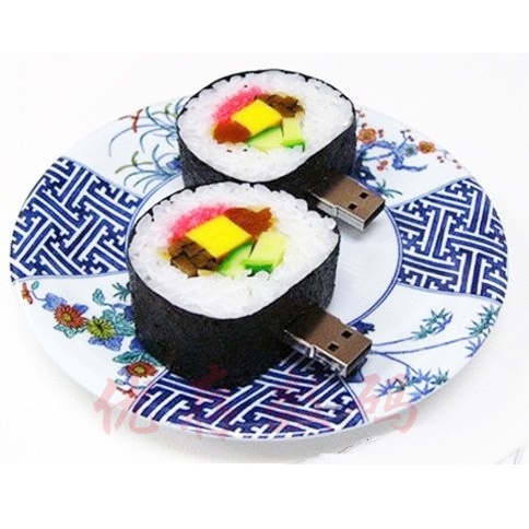Round Sushi Shape USB 2.0 Flashdisk 16GB - Black 