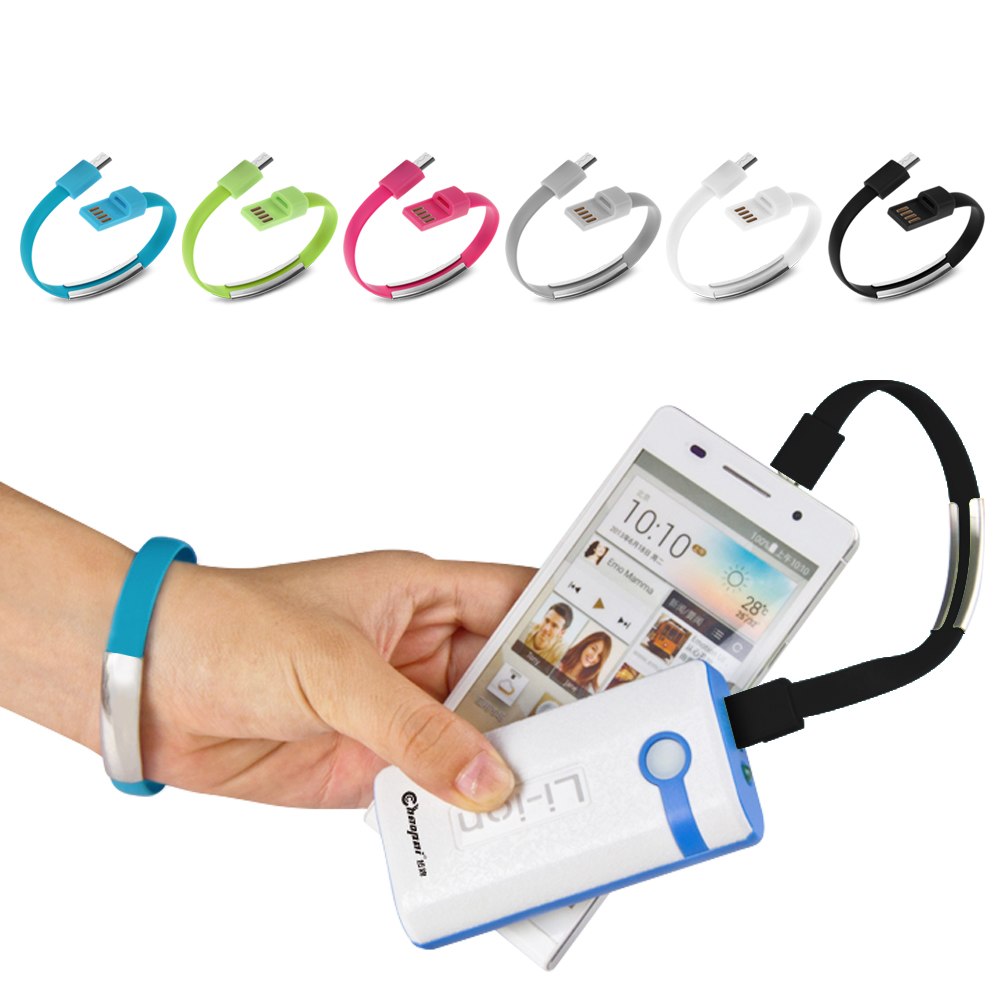 Kabel Micro USB Bentuk Gelang Silikon - Blue