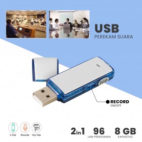 USB Flashdrive Sound Voice Recorder / Flashdisk Perekam Suara - 8GB - White/Blue