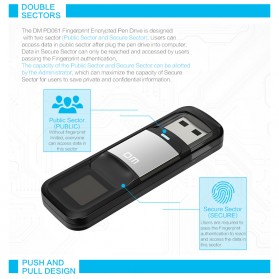 DM Flashdisk Enkripsi Fingerprint 32GB - PD061 - Black - 7
