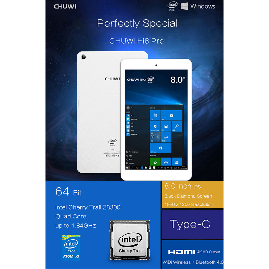Chuwi Hi8 Pro Dual Os Windows 10 Android Z8300 Type C 2gb 32gb 8 Inch White Jakartanotebook Com