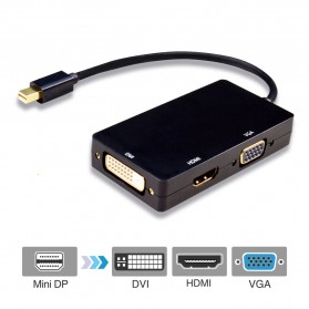 Konverter Mini Displayport ke HDMI/DVI/VGA (Thunderbolt Port Compatible) - MDP1IN3 - Black