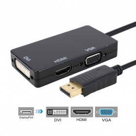 FSU Adaptor Converter DisplayPort to HDMI VGA DVI - DP1IN4 - Black - 1