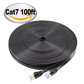 Kabel LAN & RJ45 - Kabel Ethernet Flat LAN Network RJ45 Cat7 10 Meter - NW107 - Black