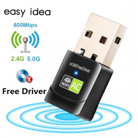 EASYIDEA Mini USB WiFi Transmitter Receiver Dongle Adapter 802.11ac 600Mbps - WL4 - Black - 1