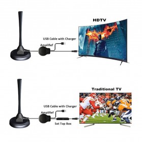 BRANCHESC Penguat Sinyal Antena TV Omnidirectional Amplifier Signal Booster HD DVB-T2 for Digital TV Antenna - BVF680 - Black - 3