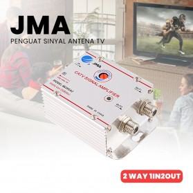 JMA Penguat Sinyal Antena TV CATV Amplifier Signal Booster 2 Way 1 in 2 Out - 8620SA2 - Silver