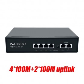 Jual Switch Hub - STEAMEMO Smart POE Ethernet Switch 4+2 Port 10/100M - PS-4FE-2FE-65W - Black