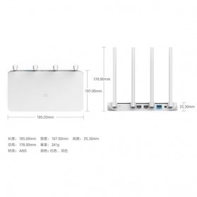 Xiaomi WiFi 3C Wireless Router 802.11ac 300Mbps with 4 Antennas - White - 3