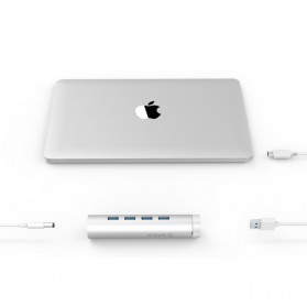 Orico SuperSpeed USB 3.0 Type A / C to Gigabit Ethernet LAN Adapter with 3 Port USB Hub - ARH4-U3 - Silver - 4