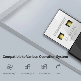 Comfast USB WiFi Adaptor Wireless Dongle 2.4G & 5G 802.11AC - CF-811AC - Black - 2