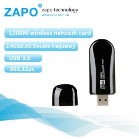 ZAPO W50S Mini USB Wireless Adapter 802.11AC 1200Mbps - RTL8812AU - Black - 1