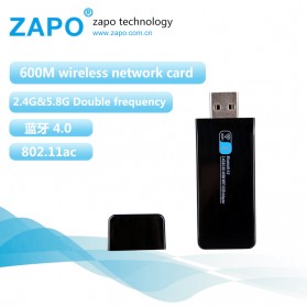 ZAPO W67B USB Wireless Adapter 802.11AC 600Mbps with Bluetooth 4.0 - Black - 1