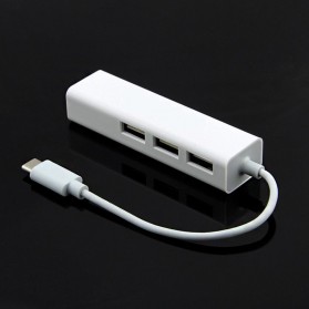 USB Type-C Lan Adapter with 3 Port USB Hub - SYZD-LAN100+U2 - White - 3