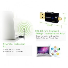 EDUP Wireless USB Adapter 802.11N 300Mbps Realtek8192CU Chispset - Black - 9
