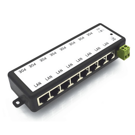 Passive PoE Injector 8 Port 48V 2A 96W - Black