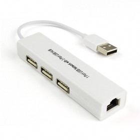 USB to LAN Ethernet External Network Card with USB Hub - 8152 - White
