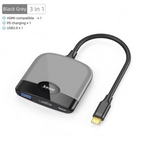 Jasoz Adaptor USB Type C ke USB 3.0 HDMI PD Charging - H106 - Black/Gray