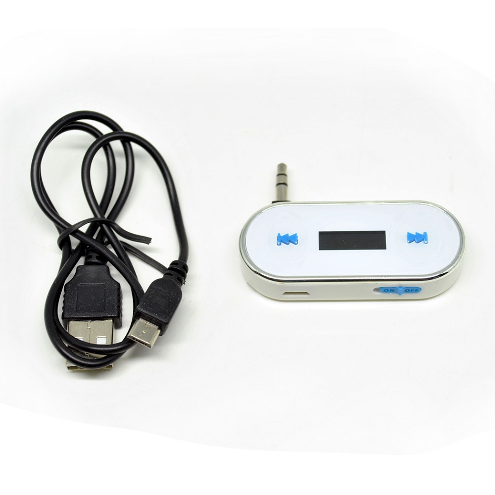 FM Transmitter 3.5mm Jack Plug for Smartphone White