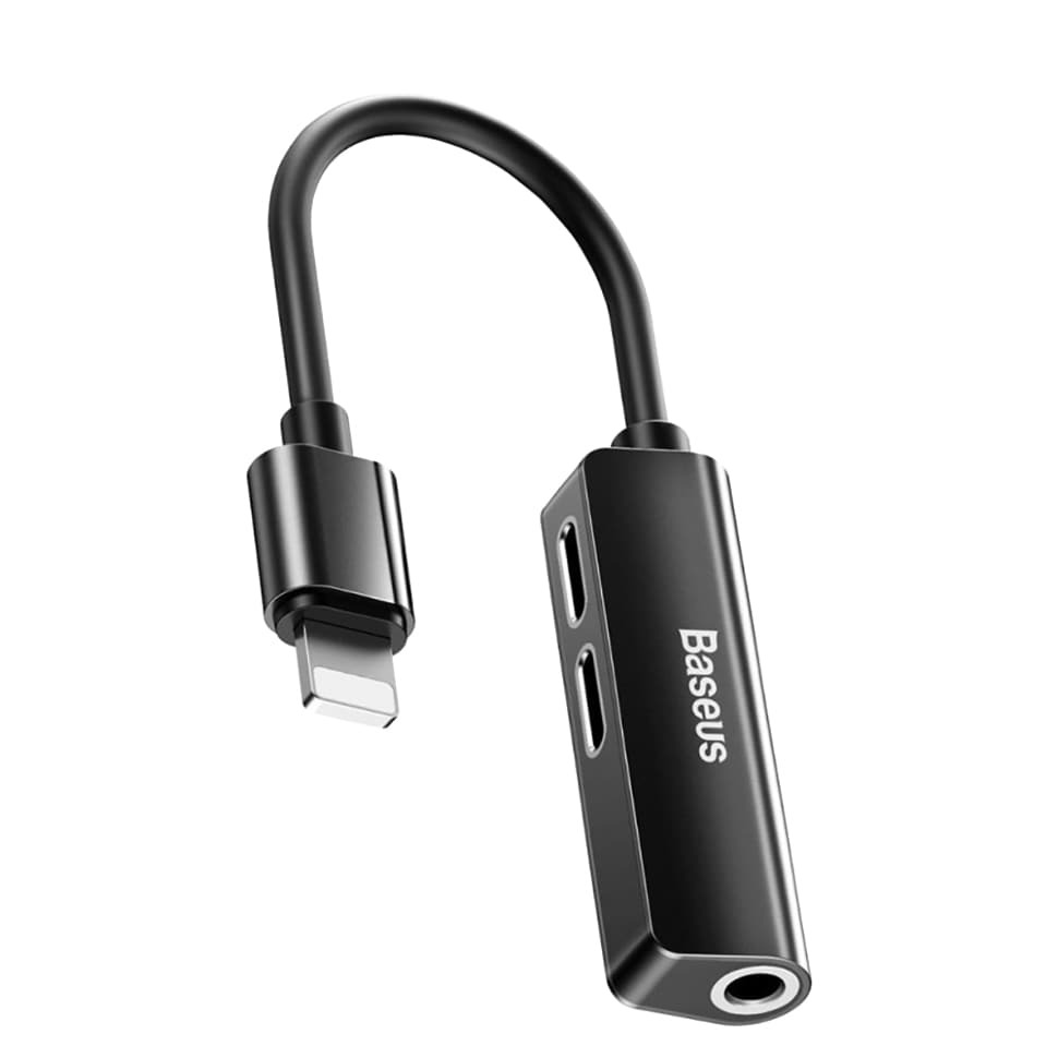 Baseus Adaptor Lightning Male to Dual Lightning Female & 3.5 mm Female