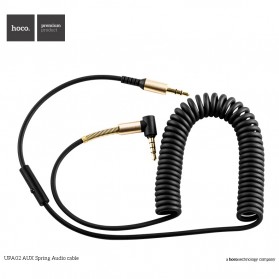 Hoco UPA02 Spring AUX Flexible Cable 3.5mm 2 Meter with Mic - Black