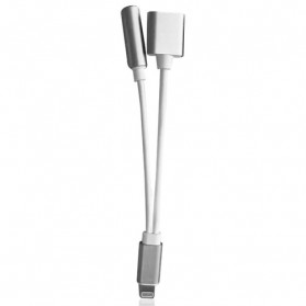 Adapter Lightning ke 3.5mm Headphone + Lightning for iPhone 7/8/X - Silver - 5